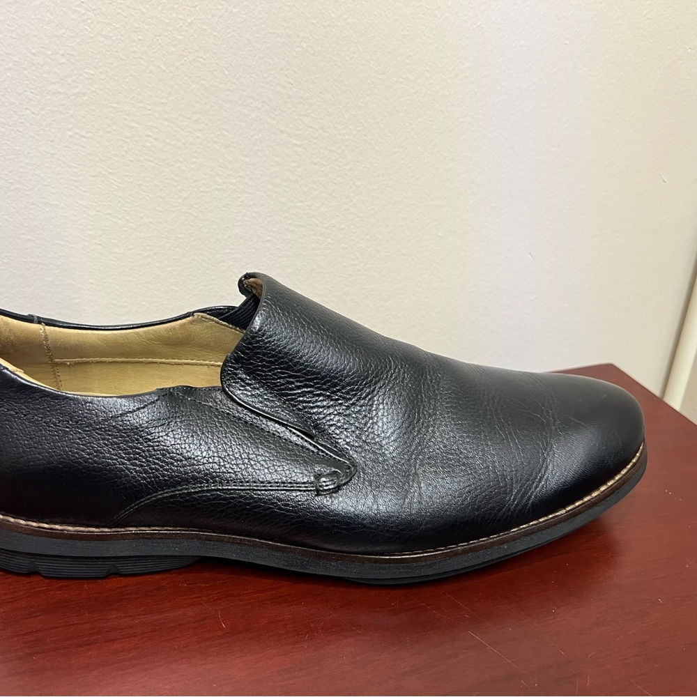 DelLaRentis Black Leather Men's Slip-On Loafers - Picture 3 of 10